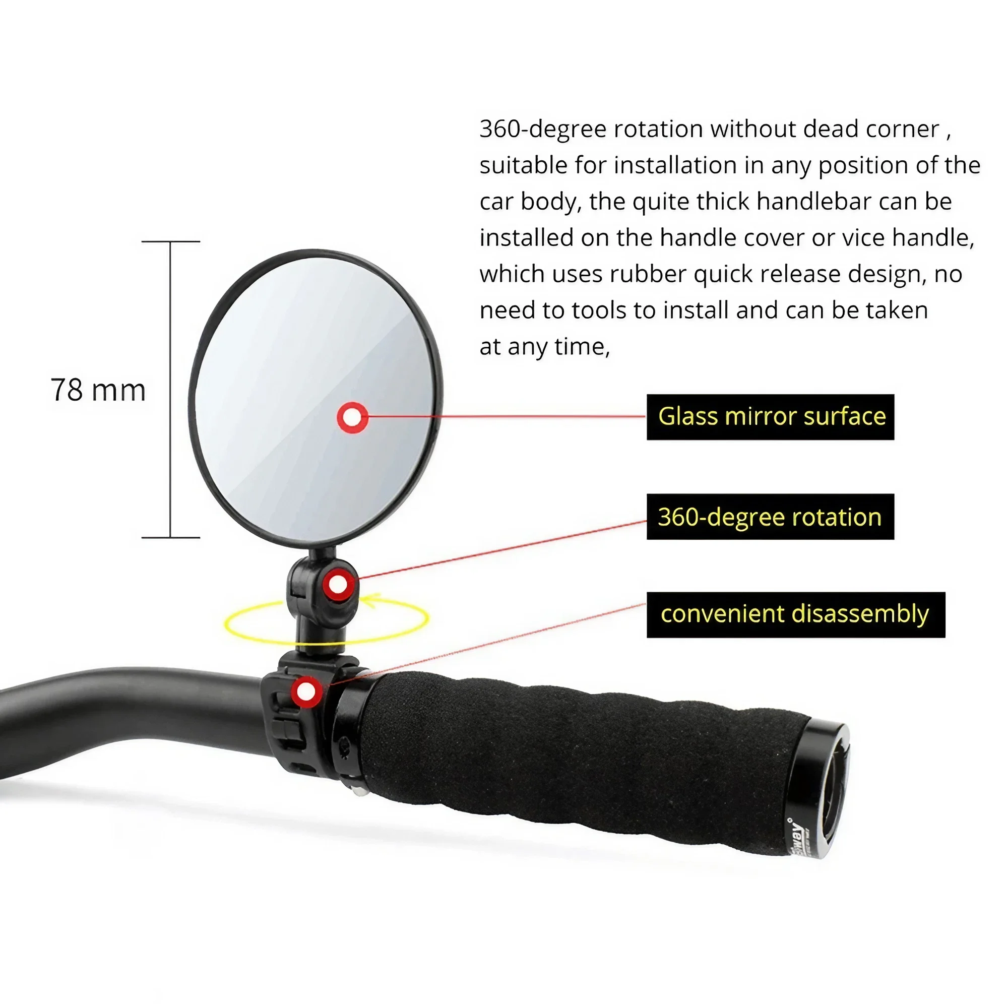 Adjustable Bike Handlebar Rear - Mirror Handlebar Convex review and price